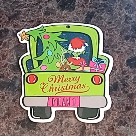 ๐ฏ 10 for $12 / Grinch in Green Truck Chipboard Christmas Ornament Mean 1 - Picture 10 of 12